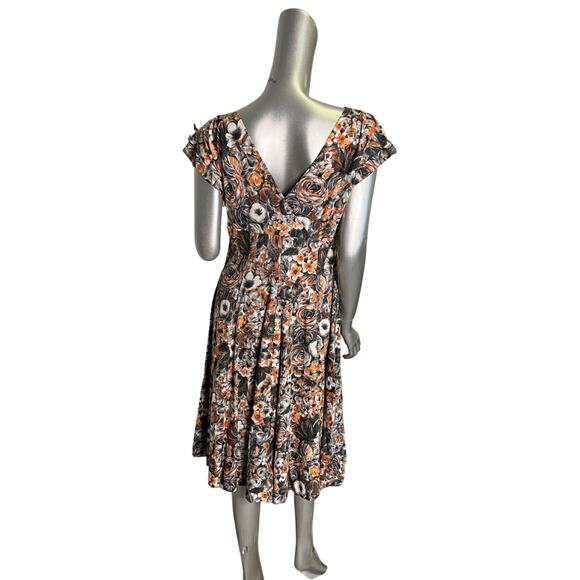 Vintage 1950s Cotton Floral Fall Printed Dress Medium - Picture 4 of 5